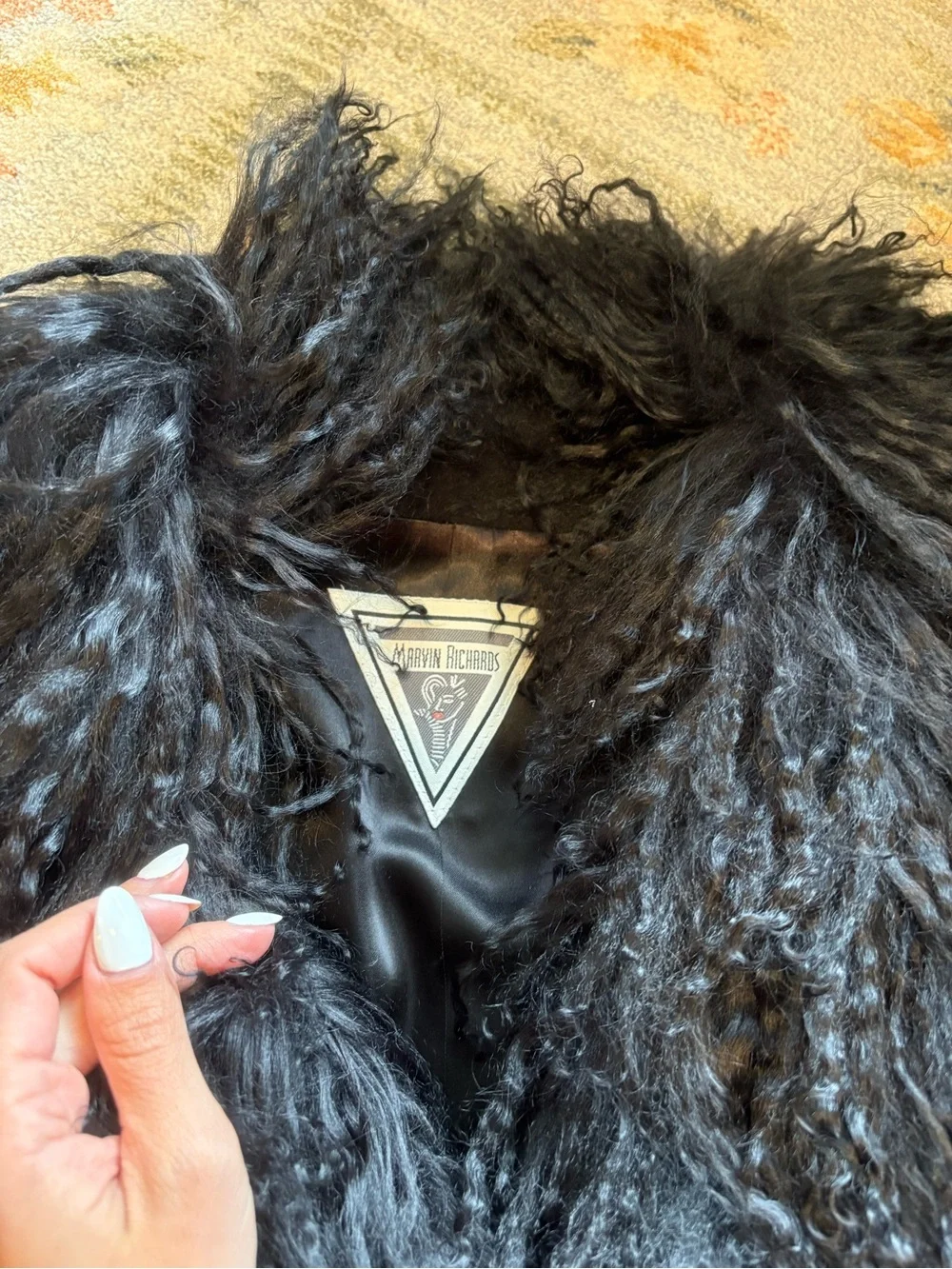 Marvin Richards genuine wool & Mongolian fur trim coat Vintage 10